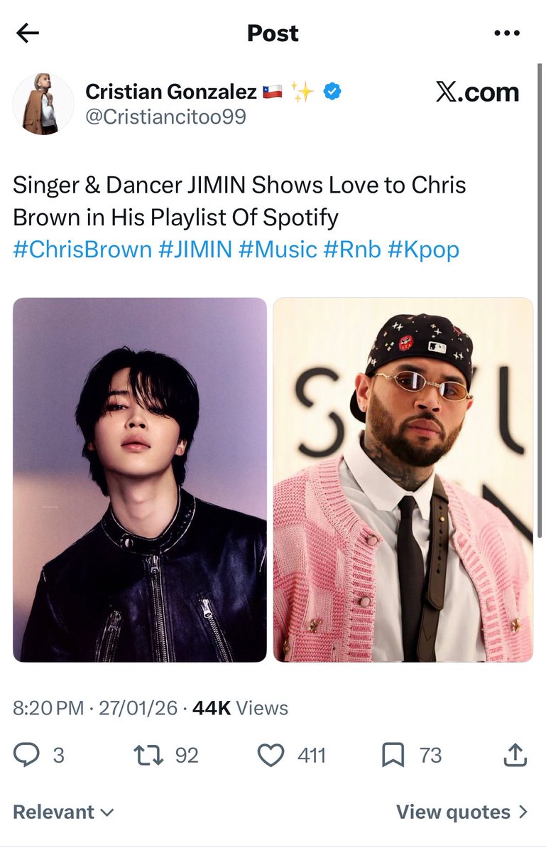 cherriesjk's tweet photo. Nowhere in your “proof” did jk mention cb. It was rm who said cb
And the playlist was jks
While here’s jimin showing his apprection and love for cb over the years
(It’s a long thread, look at it carefully) https://t.co/52TMEI6Ph3