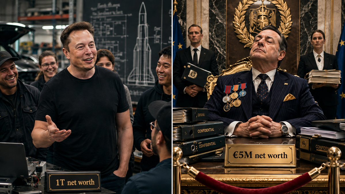 brivael's tweet photo. Depuis que j’ai échangé personnellement avec Elon, un truc qui était déjà en moi s’est encore plus débloqué.

Le prestige. La fame. Le statut.  
Je n’y accorde plus aucune forme d’importance.

On a parlé d’intelligence artificielle, de sujets concrets.  
Ce qui m’a frappé, c’est sa simplicité déconcertante. Son accessibilité totale.  
Aucun ton de connard politique. Aucun ego de businessman français qui, après avoir fait ses 10 millions, a quitté la planète.

Je n’ai jamais eu de problème à connecter avec des gens bien plus « haut » que moi dans l’échelle statutaire. J’ai toujours été naturellement comme ça.  
Mais là, j’ai juste sauté un étage supplémentaire.

Aujourd’hui, quand je croise quelqu’un qui se prend au sérieux — les bureaucrates de Paris, les mecs de la Macronie, les titulaires de titres qui croient que le titre suffit — je ne ressens plus ni irritation ni admiration.  
Juste de la pitié.

Ce qui est assez édifiant, c’est que souvent ceux qui se prennent le plus au sérieux sont précisément ceux qui n’ont jamais vraiment créé de valeur.  
Thierry Breton en est l’incarnation parfaite : le bureaucrate politique qui n’a jamais rien construit de réel de sa vie, et qui se prend pourtant extrêmement au sérieux.

Parce que le vrai statut, celui qui tient, n’a jamais été dans le costume.  
Il est dans ce que tu construis, dans la clarté de ta pensée, et dans le fait de rester simple même quand tu pourrais te la jouer.

Le reste, c’est du théâtre.  
Et le théâtre fatigue.

Merci Elon d’avoir montré la voie à tous les abrutis qui se prennent au sérieux et qui devraient faire redescendre leur ego sur Terre.  
On aurait un monde nettement meilleur.