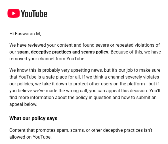 Easwaranm5's tweet photo. 🚨 @TeamYouTube PLEASE HELP — My YouTube channel was hacked and terminated

My channel “Just Chill Nanbaa” was terminated for violating the Spam, Deceptive Practices and Scams policy.

I did NOT commit these violations.

My X account, which was linked to my YouTube channel and had manager access, was hacked. The attacker posted content from my X account without my knowledge and appears to have done something that resulted in action against my YouTube channel.

I only discovered that my X account had been compromised after my YouTube channel was terminated. I immediately appealed the YouTube decision, but at that time I did not yet realize my account had been hacked.

Please manually review my channel and the security activity. I am the legitimate owner of Just Chill Nanbaa and I desperately want to recover my channel.

@TeamYouTube Please help me recover my channel. 🙏

Channel Name: Just Chill Nanbaa
Link: https://t.co/DMVWXFwGJU

#YouTube #YouTubeSupport #Hacked