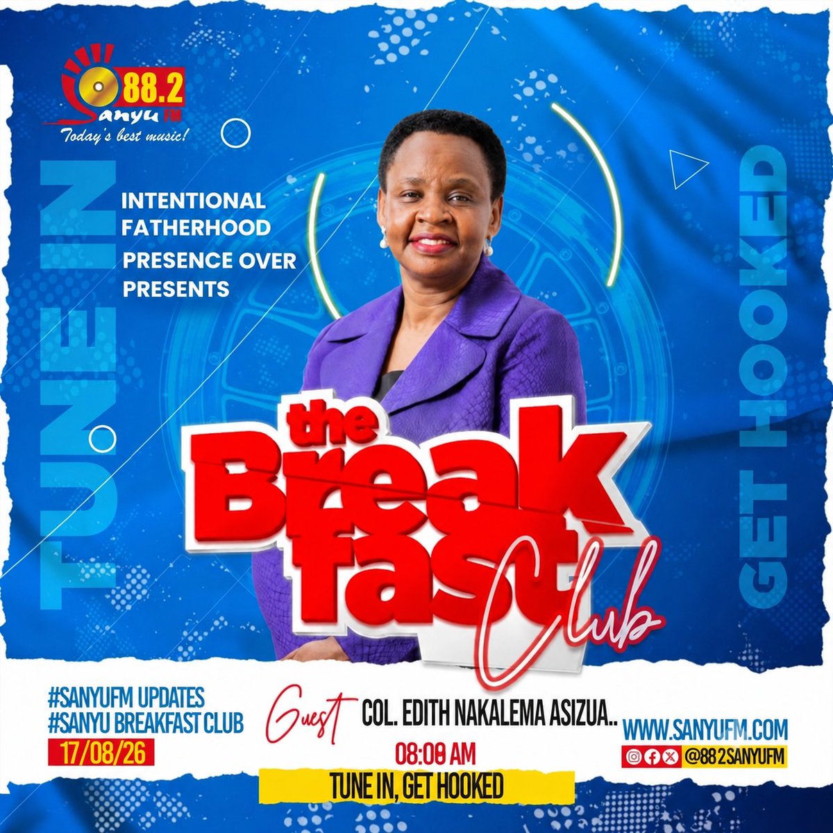 882SanyuFM's tweet photo. EPISODE 2
Intentional Fatherhood - Is material comfort ruining our children? Col. Edith Nakalema says the greatest gift a father can give isn't money, it's his presence. Next Monday 17th August at 8:00 AM, discover why PRESENCE always beats PRESENTS. #IntentionalFatherhood https://t.co/47JU6QNGUs