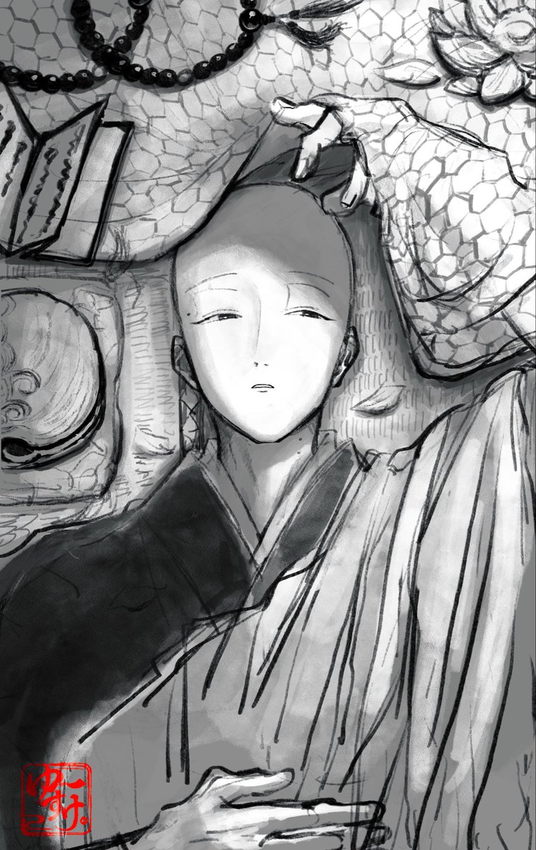 _Yu_suke_Yu_'s tweet photo. #お盆なので坊主を愛でよう #oc

 お盆に間に合いそうになかったのでお坊さんのラフを🙏✨️📿 https://t.co/fjmYuaiiDA