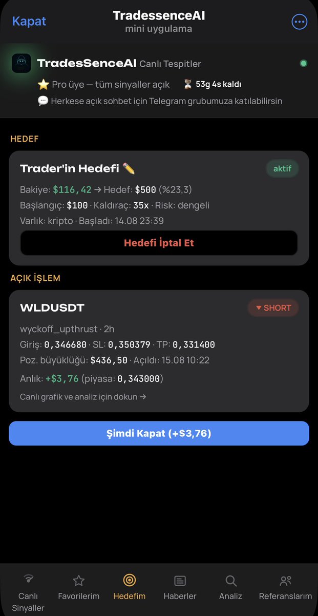barlocrt's tweet photo. TradesSence mobil uygulaması artık hazır, alttaki linkten TradesSence Telegram mini mobil uygulamasına gir

https://t.co/Fc88Zm65Dn

Botu başlat, Kripto, bist30 - bist100 ve Forex’teki canlı analizleri ve sinyalleri benzer durumlardaki geçmiş başarı oranıyla giriş stop hedef bilgileriyle ve grafiğiyle gör! 

Hedefim kısmı ile bakiyenize ve hedef bakiyenize özel AI hesaplamasıyla en iyi bakiye duyarlı analiz ve buna odaklı işlem tespit hedef sistemi.  

Borsa İstanbul’a , kriptoya yada forex’e özel anlık haber takibi ve bildirimi. 

Ve daha birçok özellik..