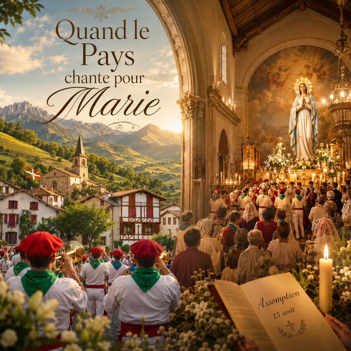 WokeAreDumb's tweet photo. 🙏🌹 SOUS LE MANTEAU DE MARIE, AU CŒUR DU PAYS BASQUE ✨

Aujourd’hui, pour la fête de l’Assomption de Sainte Marie, j’ai assisté à la messe dans l’église de notre petit village ⛪🌿, au piémont des Pyrénées ⛰️.

C’était d’une beauté bouleversante. ❤️✨
Ici, tout le monde chante !

Les prières et les chants s’élèvent en basque, portés par les voix des habitants du village. Il y a quelque chose de profondément simple, ancien et vivant dans ces moments-là.

On sent les générations qui nous ont précédés, la terre, les montagnes, la foi, les familles... et soudain les voix s’élèvent ensemble et semblent emporter le cœur un peu plus près du Ciel. ✨

Et au fond, que l’on soit chrétien ou non, il n’est même pas nécessaire de croire pour être touché par une telle beauté.

Aujourd’hui, cette cérémonie consacrée à Marie m’a profondément ému. 🥹

Je voulais simplement partager cela avec vous, les chouchous. ❤️

Chrétiens, païens, athées, bouddhistes, hindouistes ou simplement chercheurs de lumière, peu importe le chemin que vous empruntez : puissiez-vous être entourés d’amour, de paix et de lumière.

Et en ce jour de l’Assomption, puisse Sainte Marie étendre tendrement son manteau sur chacun de vous et sur ceux que vous aimez. 🌹🙏

Que vos chemins soient bénis.

De tout cœur. ❤️