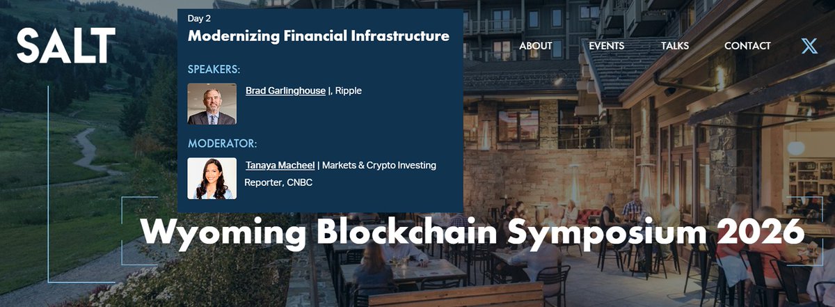 sentosumosaba's tweet photo. Brad Garlinghouse speaks at the invite-only @SALTConference in 3 days. Last year, SALT was streamed LIVE, so keep watch on their X account. @SALTConference 👀Other speakers to catch:
@YuvalRooz 
@SenLummis 
@mikebelshe 
@carlosdomingo 
@Tradeweb Chris Bruner &amp; many more. https://t.co/CyJ2R2O8wn