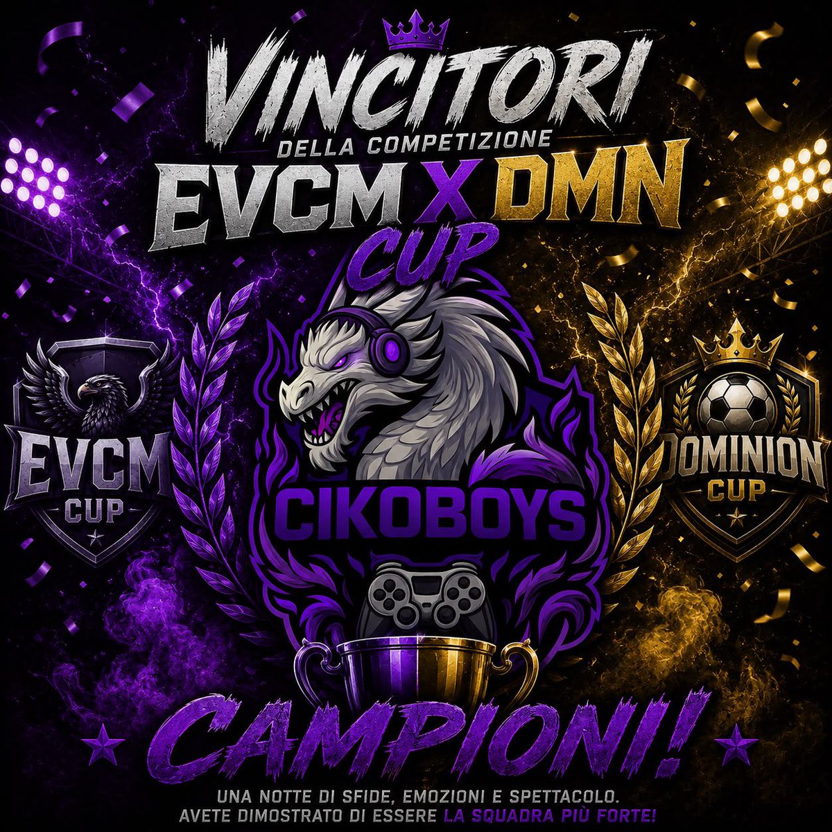 CikoBoys33's tweet photo. Torneo Notturno EVCM Ciko Boys Campioni 💜🏆⚽️ https://t.co/xzT0b5tdme