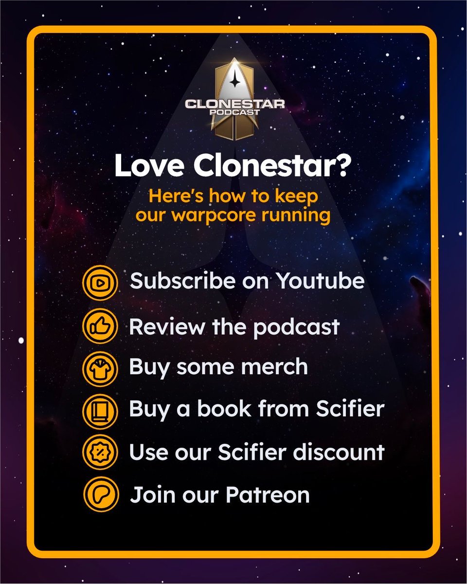 CloneStarPod's tweet photo. 🚨 CloneStar check-in 🚨
Want to help us keep the warp core humming?
Subscribe on YouTube. Leave a review. Grab merch. Shop with Scifier. Use our discount. Join Patreon.
Support the mission here:
https://t.co/9TBuRA6T0C
#CloneStarPodcast #StarTrek #TrekFans #SciFiFans https://t.co/QelaL8Z2xx