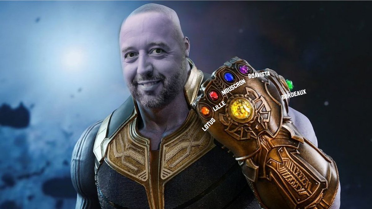 WinamaxSport's tweet photo. 🚨 Marvel vient de dévoiler l'antagoniste de son prochain film "Avengers" : il s'agira de Gérard Lopez, qui vient d'obtenir sa 5ème pierre d'insolvabilité ! https://t.co/c4YY6BaYCs