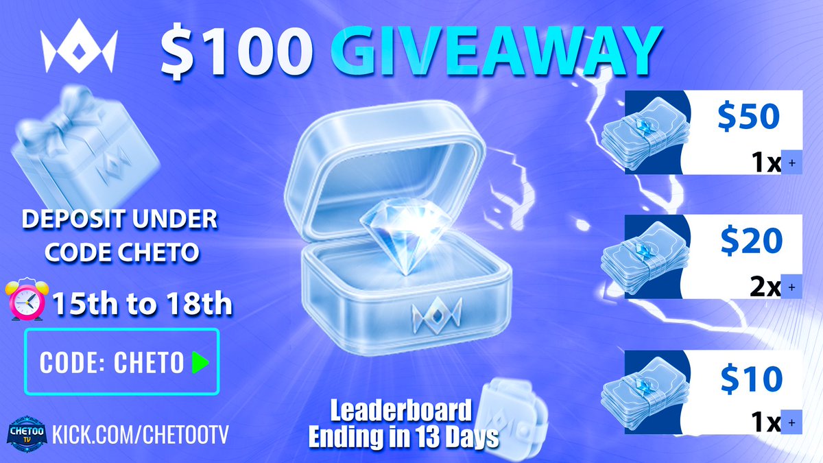 chetootv's tweet photo. 💎$100 GIVEAWAY💎
💰1x$50 💰2x$20 💰1x$10

✅LIKE RT &amp; TAG A FRIEND
✅LUXDROP USERNAME
✅USE CODE CHETO
✅DEPOSIT FROM NOW TILL 18th
⏰Picking winners live on stream on 18th https://t.co/EhwtFxB8Ow