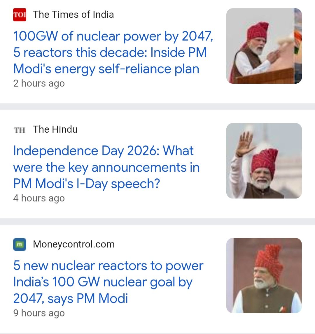 vishal_susheel's tweet photo. 9 NUCLEAR STOCKS IN FOCUS 🔥

5 new nuclear reactors to power India's 100 GW nuclear goal by 2047,
says PM Modi.

9 Stocks mentioned 👇
(A Thread 🧵)

(No buy/sell recommendations only sharing for educational purpose) https://t.co/GB4K3ZxS9Q