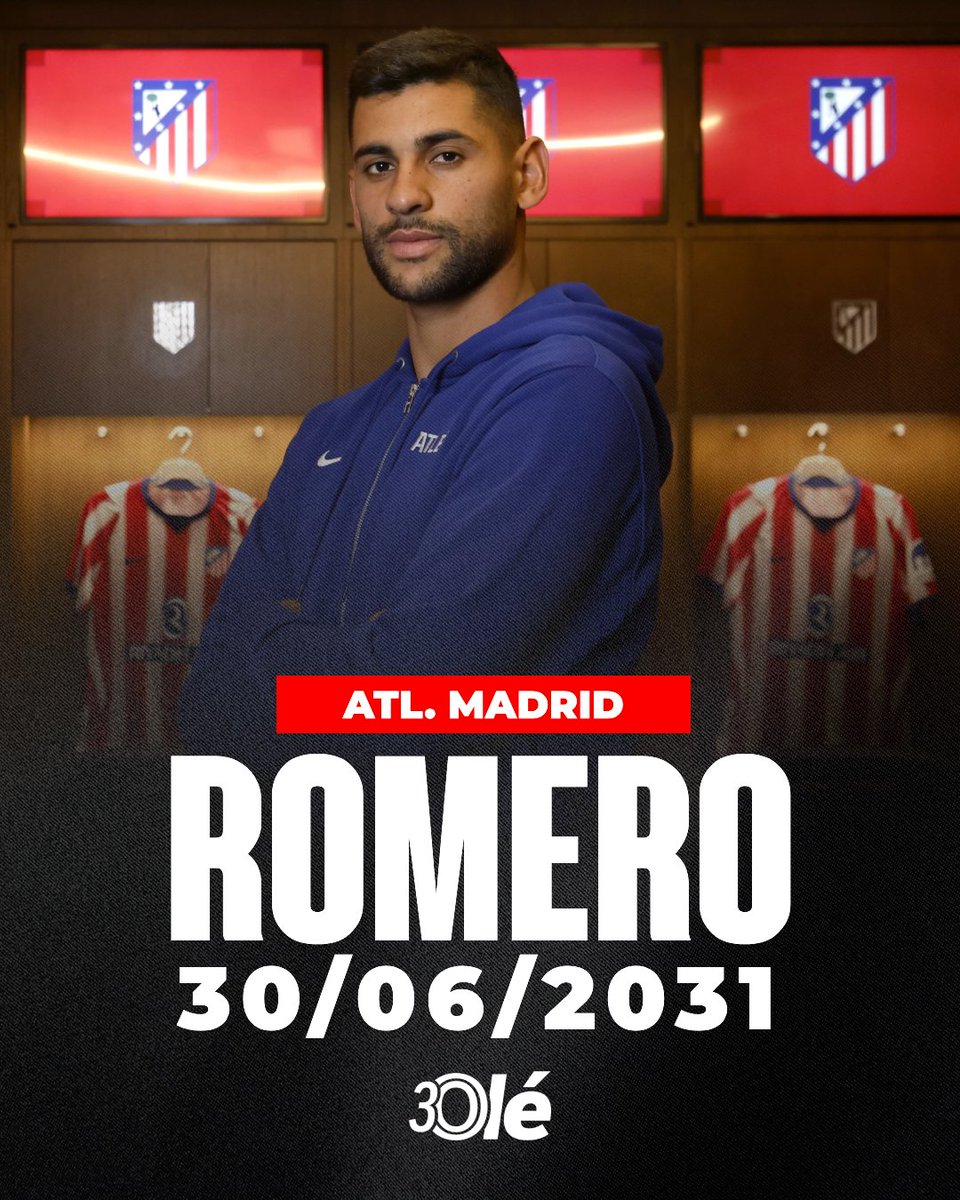 DiarioOle's tweet photo. OFICIAL: CUTI ROMERO, NUEVO REFUERZO DEL ATLÉTICO DE MADRID 🚨

🇦🇷✍️ El defensor argentino firmó hasta el 30 de junio de 2031 tras su paso por el Tottenham

¿Qué te parece el fichaje? 🤔