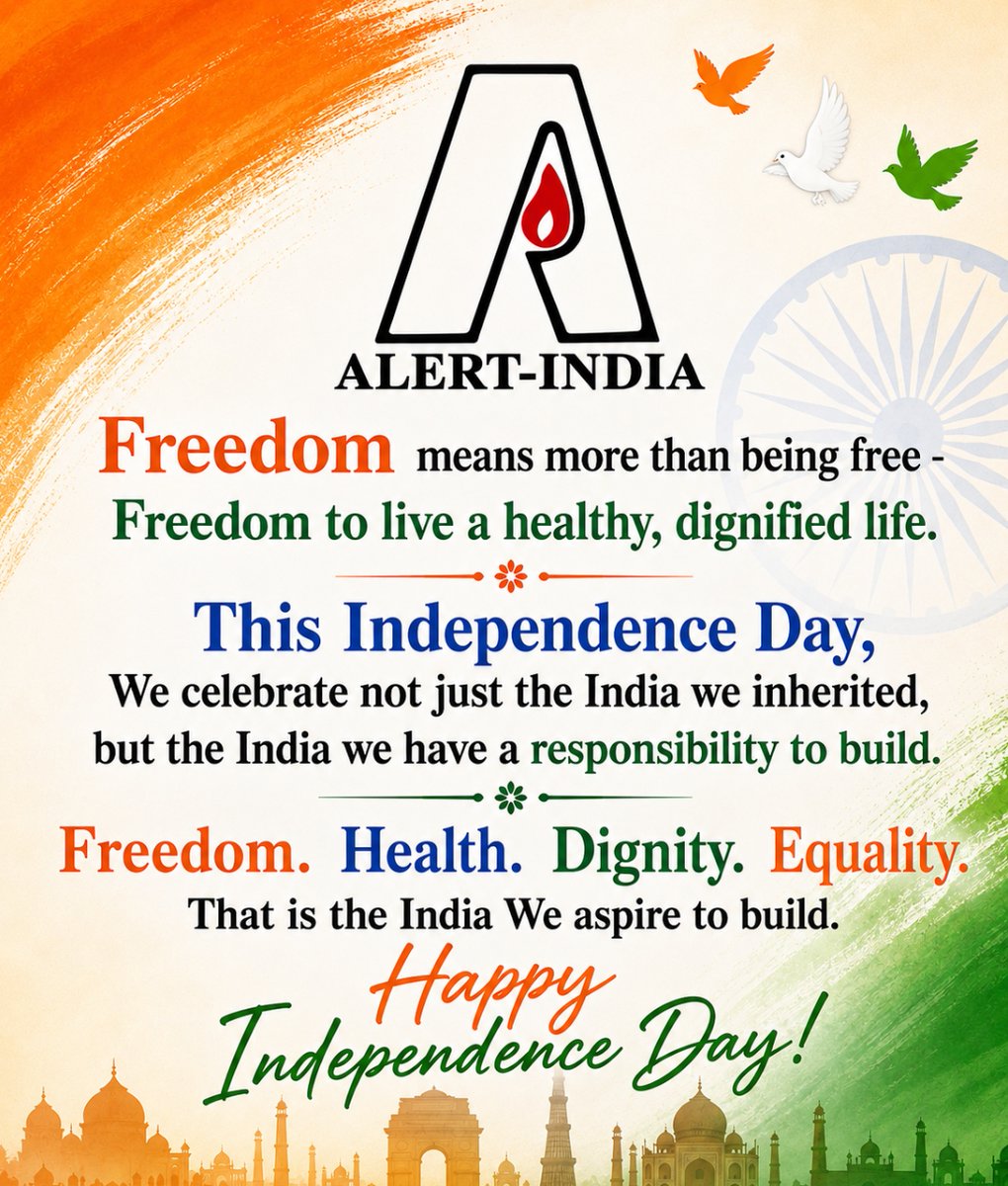 ALERT_INDIA_'s tweet photo. #IndependenceDay #80thIndependenceDay #freedom #HealthyLifestyle  #DignifiedLife #dignity #equality https://t.co/g9cfC2XrPj