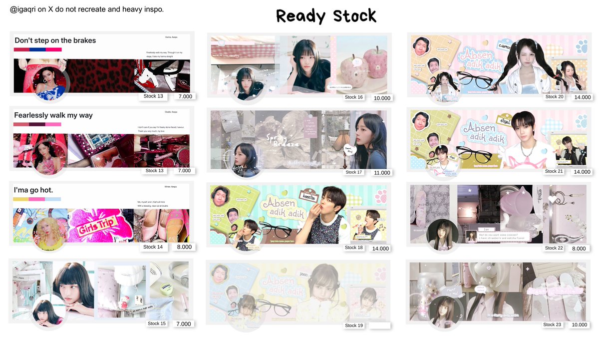 carmenitwa's tweet photo. Help repost, thank you ! 

Hai aku ada 40+ layout ready stock h2h, aespa, jennie, keonho, ohyul, kiikii, new jeans, wonyoung start from 5k ♡ #bealanja zonauang *05

take @fleur_dot_com

ps : yg jennie 4k ya, typo 💧💔 https://t.co/L26nZtdvfv