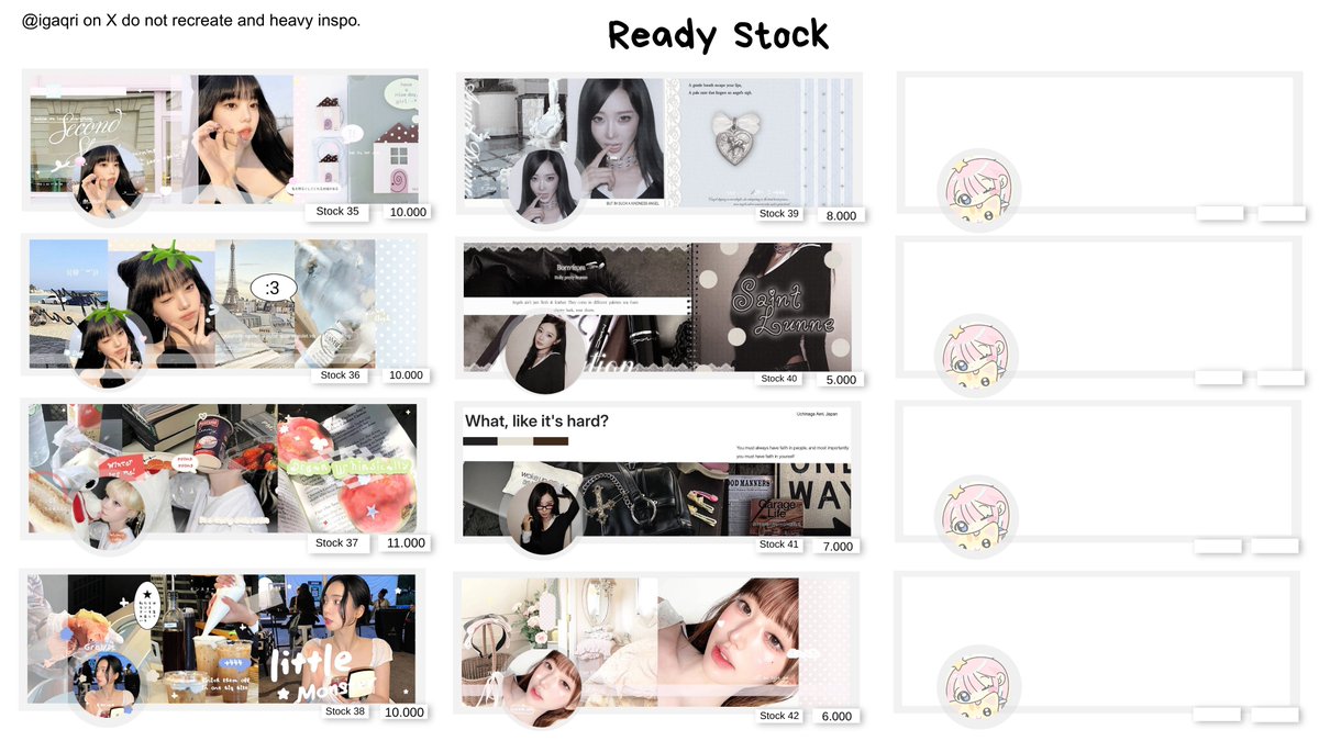 carmenitwa's tweet photo. Help repost, thank you ! 

Hai aku ada 40+ layout ready stock h2h, aespa, jennie, keonho, ohyul, kiikii, new jeans, wonyoung start from 5k ♡ #bealanja zonauang *05

take @fleur_dot_com

ps : yg jennie 4k ya, typo 💧💔 https://t.co/L26nZtdvfv