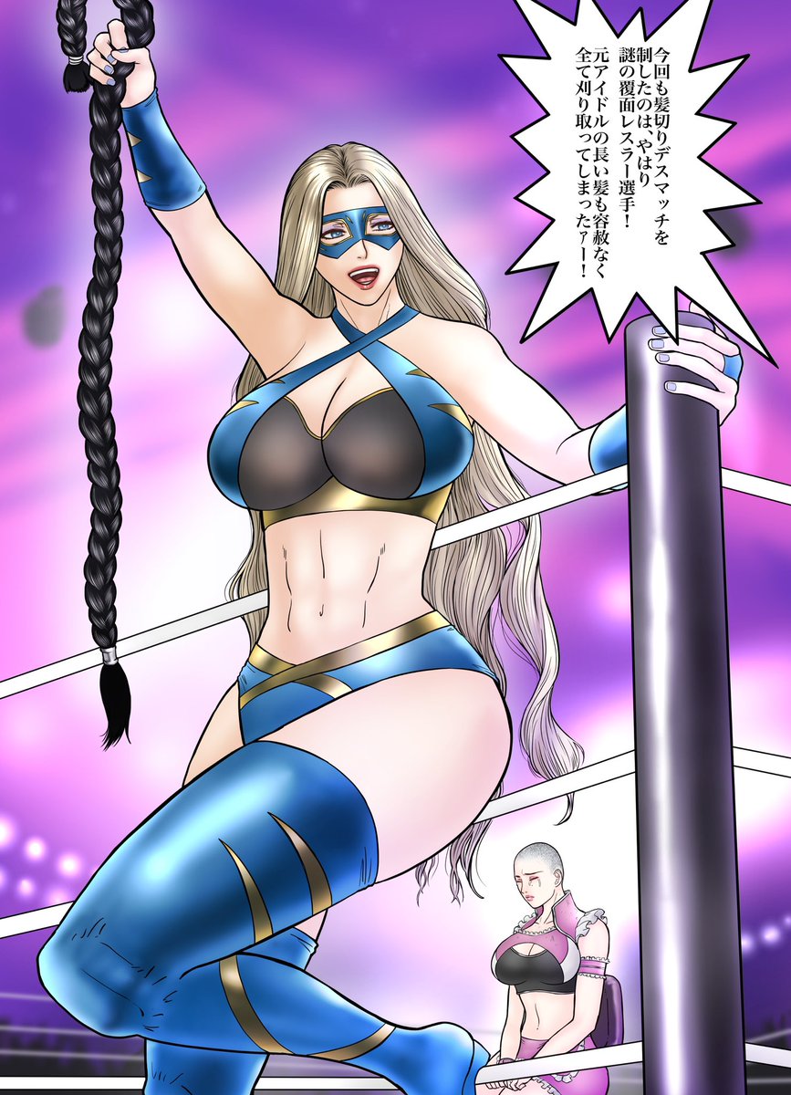 sososo_kamifeti's tweet photo. 久々に謎の覆面女レスラーさん、描きました！

今日も髪切りデスマッチで活躍中でございます♪
#イラスト https://t.co/ZsnJCEaNUr