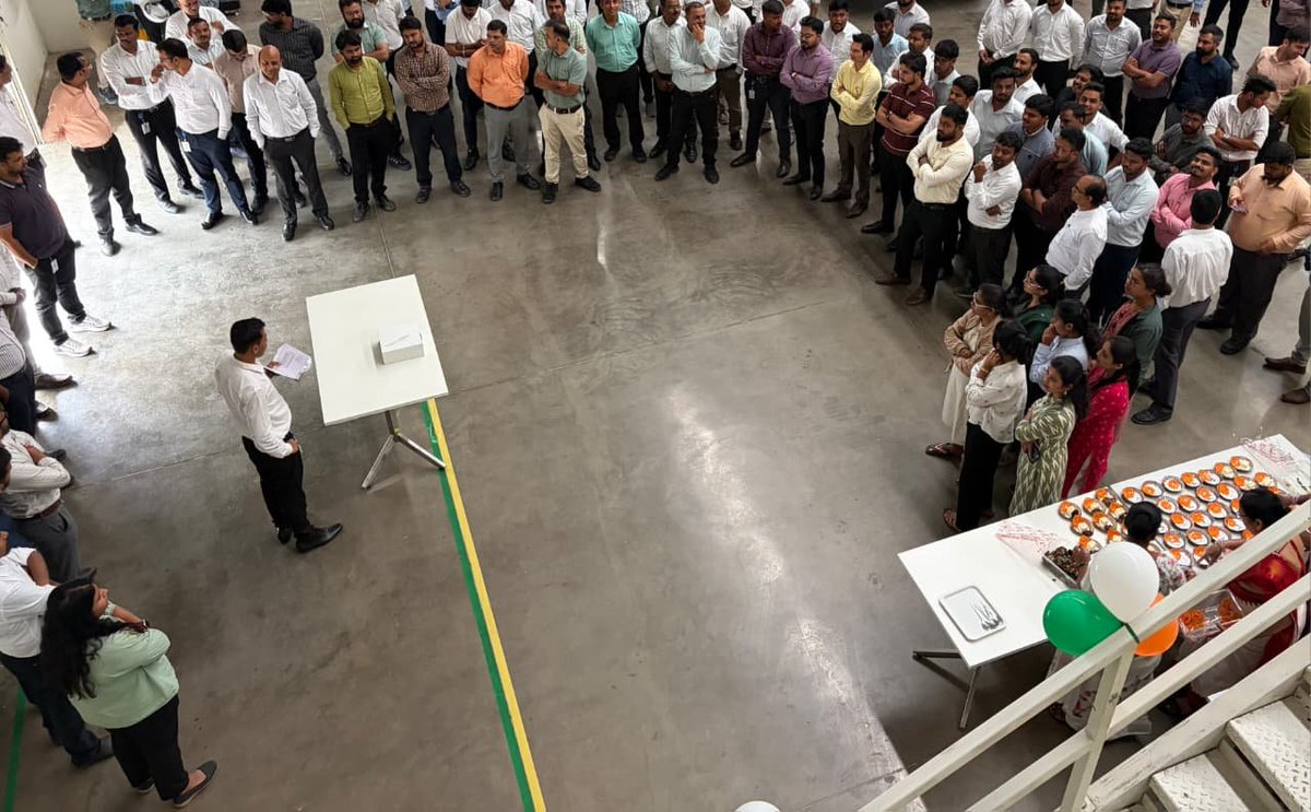 JSWGreentechLtd's tweet photo. This #IndependenceDay, we celebrated the spirit of India across JSW Greentech; from our HQ and R&amp;D Centre to our upcoming plant in Ch. Sambhajinagar.

Different locations, one shared spirit: building a smarter, cleaner and more self-reliant future for India. 🇮🇳 https://t.co/C4fuy3oZ3z