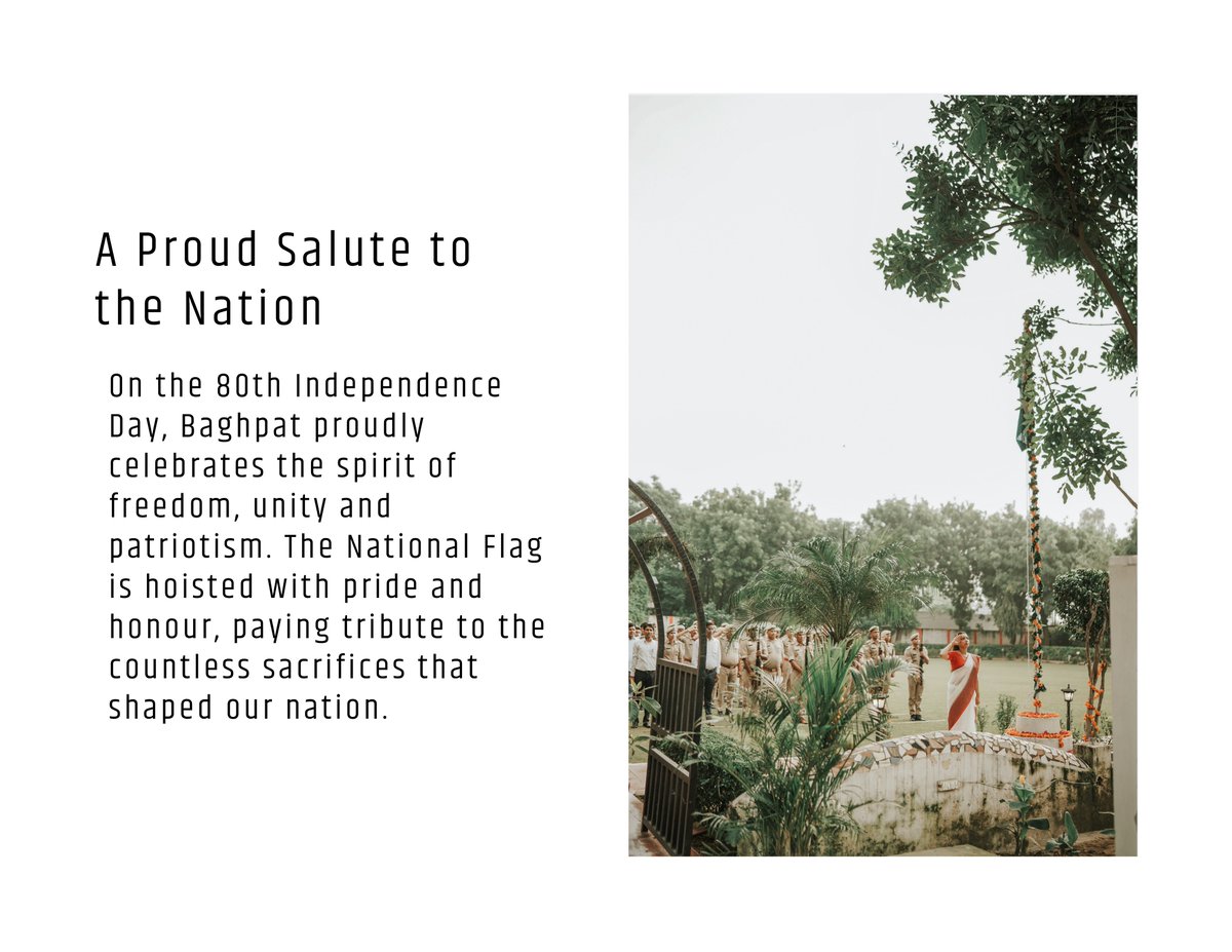 BagpatDm's tweet photo. 🇮🇳 Celebrating 80 Years of Independence 🇮🇳

On the proud occasion of the 80th Independence Day, Baghpat Administration joins the nation in celebrating the spirit of freedom, unity and patriotism.

May the Tiranga always inspire us to serve the nation with dedication and build a stronger, inclusive and progressive India.

जय हिन्द! 🇮🇳
वन्दे मातरम्!

#IndependenceDay #80thIndependenceDay #AzadiKaAmritMahotsav #Baghpat #BaghpatAdministration #HarGharTiranga #JaiHind