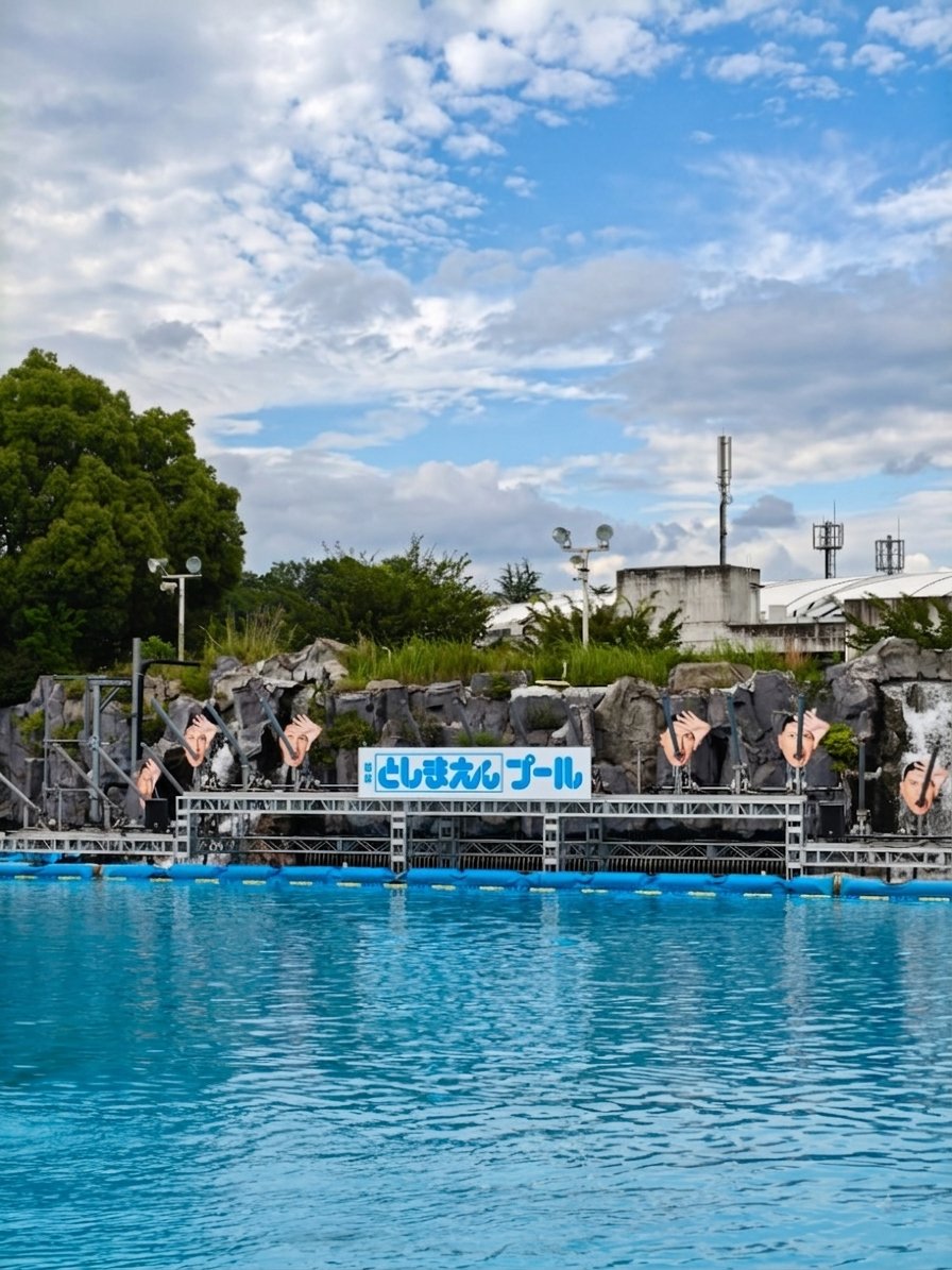d_dash_k's tweet photo. としまえん開業100周年を記念して、西武園ゆうえんちに「ほぼとしまえんプール」が開催してたので行ってきた。

晴れから曇りに変わったけど、ガッツリ焼けてた。

タトゥーを隠すテーピングがいつの間にか外れてた。 https://t.co/nT7ZaeMO72