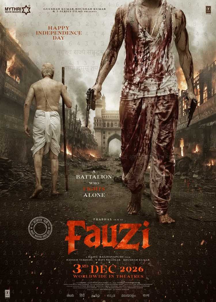 123telugu's tweet photo. New Poster : #Fauzi (#Prabhas)

https://t.co/U39MuBRlph

#FauziOnDec3 Rebel Star #Prabhas #Imanvi
@hanurpudi #MithunChakraborty #JayaPrada
@AnupamPKher @Composer_Vishal
@sudeepdop @MythriOfficial @TSeries
#TSeriesFilms #BhushanKumar #KrishanKumar
@ShivChanana @neerajkalyan_24 @FauziTheMovie #123telugu