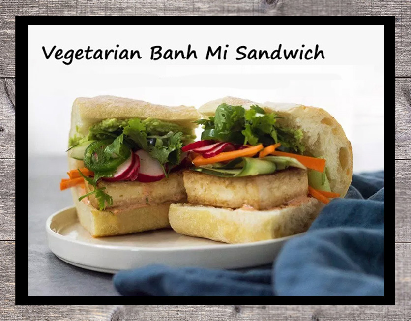 DietitianOnline's tweet photo. Today’s Sandwich: Vegetarian Banh Mi Sandwich. Picture a crisp, airy baguette filled with savory goodness – a Vietnamese classic with a plant-based twist. This version features crispy tofu and vegetables. #Meatless #NationalSandwichMonth https://t.co/MrIQR3IOj3 https://t.co/thfaxmyCLV