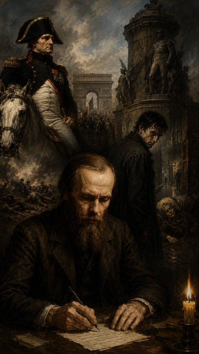 paloetos's tweet photo. Fyodor Dostoyevski, Suç ve Ceza’da insanlığın en ikiyüzlü maskesini düşürür: Ahlak, eylemin özüyle değil; ona biçilen gücün, estetiğin ve politikanın ölçeğiyle yargılanır.

Napolyon milyonları ölüme sürüklediğinde tarih onu "vizyoner bir kahraman" ilan edip anıtlaştırır. Oysa Raskolnikov, toplumun kanını emen bir tefeciyi ortadan kaldırdığında, sistem onu yasa dışı "sıradan bir cani" olarak damgalar.

Çünkü güç, şiddeti şiirselleştirip meşrulaştırır; sefalet ise onu yalnızca çıplak ve çirkin bir suç olarak bıkakır.