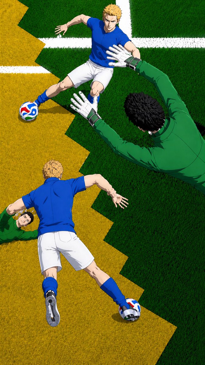 Quarot's tweet photo. サッカー動画を作りはじめた。
スウェーデン戦の得点シーンをモチーフにしてる。実際のスウェーデン戦のキーパーの飛び方が違う��でボツになったやつ。作成にはchat GPTも使ってる。 https://t.co/HBKzWxsUNm