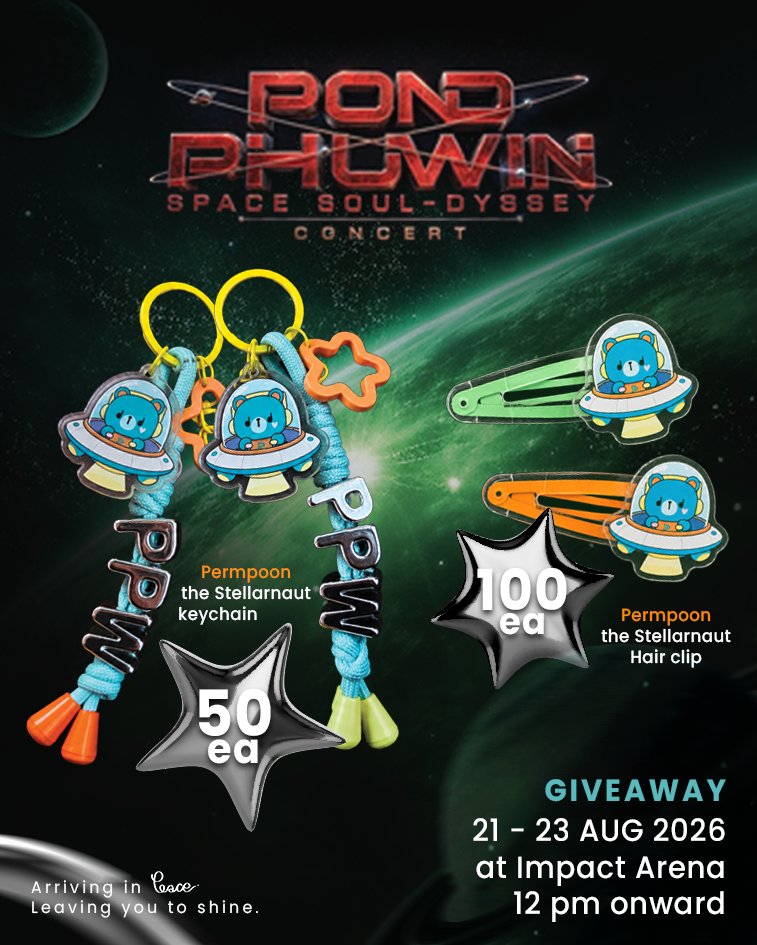 peacesspace's tweet photo. giveaways for #Pondphuwinconcert 

Permpoon the Stellarnaut keychain  50 ea.

&amp;

Permpoon the Stellarnaut Hair clip 100 ea.

💫☄️🪐

📆 21 - 23 Aug 2026  
📍impact arena 

pls. show this post
,,

Arriving in Peace, Leaving you to shine. https://t.co/E6aAEYt77A