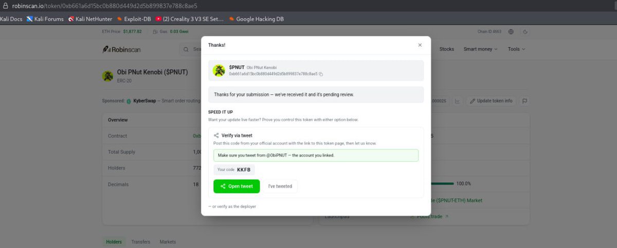 ObiPNUT's tweet photo. Updated $PNUT token info on https://t.co/beNQl5lnfV https://t.co/IHMhQ9QWzK