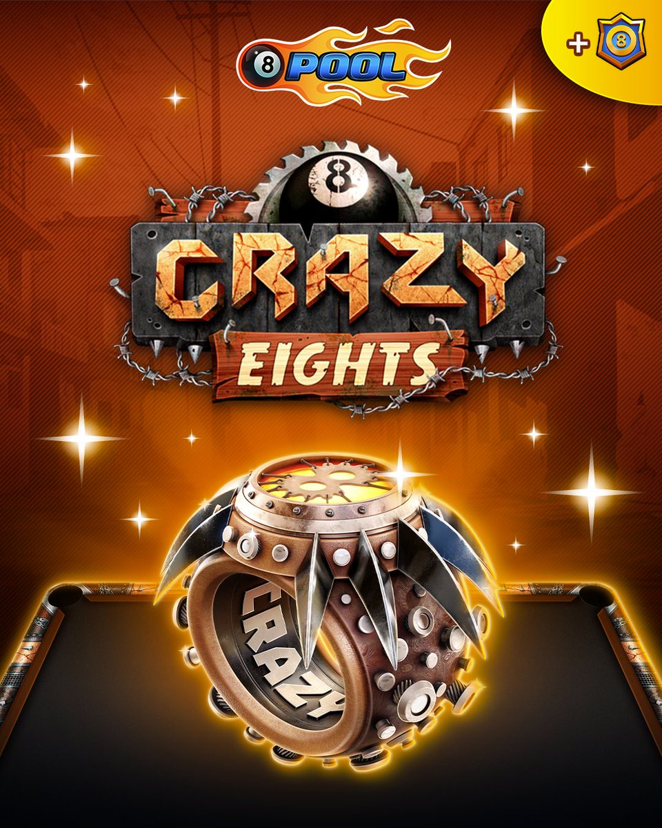 8ballpool's tweet photo. Go crazy for this EXCLUSIVE Ring! 🔥
Play Now » https://t.co/ED0GpSGOXm

Crazy Eights is back for a limited time. Pot your way through the table and claim it while you can!

🗓️ Ends Mon Aug 17, 10am UTC

#8BallPool https://t.co/SMHhJBZ8hK