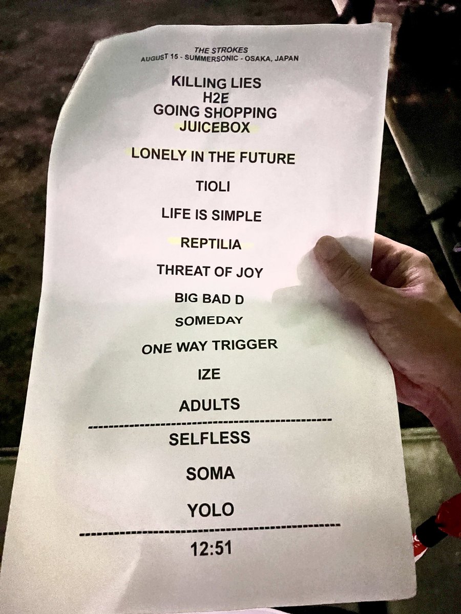 kyuri0465's tweet photo. The Strokes 大阪 最高に楽しかったです😊 ダブルアンコールありがたいですLast Night https://t.co/ZG9bI7Tlys