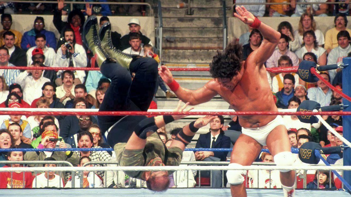 WWFWrestling1's tweet photo. Survivor Series Saturday! The Alliance defeat The Mercenaries at the 1990 event with Tito Santana as the sole survivor. #WWF #WWE #SgtSlaughter #BorisZhukov #OrientExpress #NikolaiVolkoff #TitoSantana #Bushwhackers #SurvivorSeries https://t.co/fc0TsnRW3k