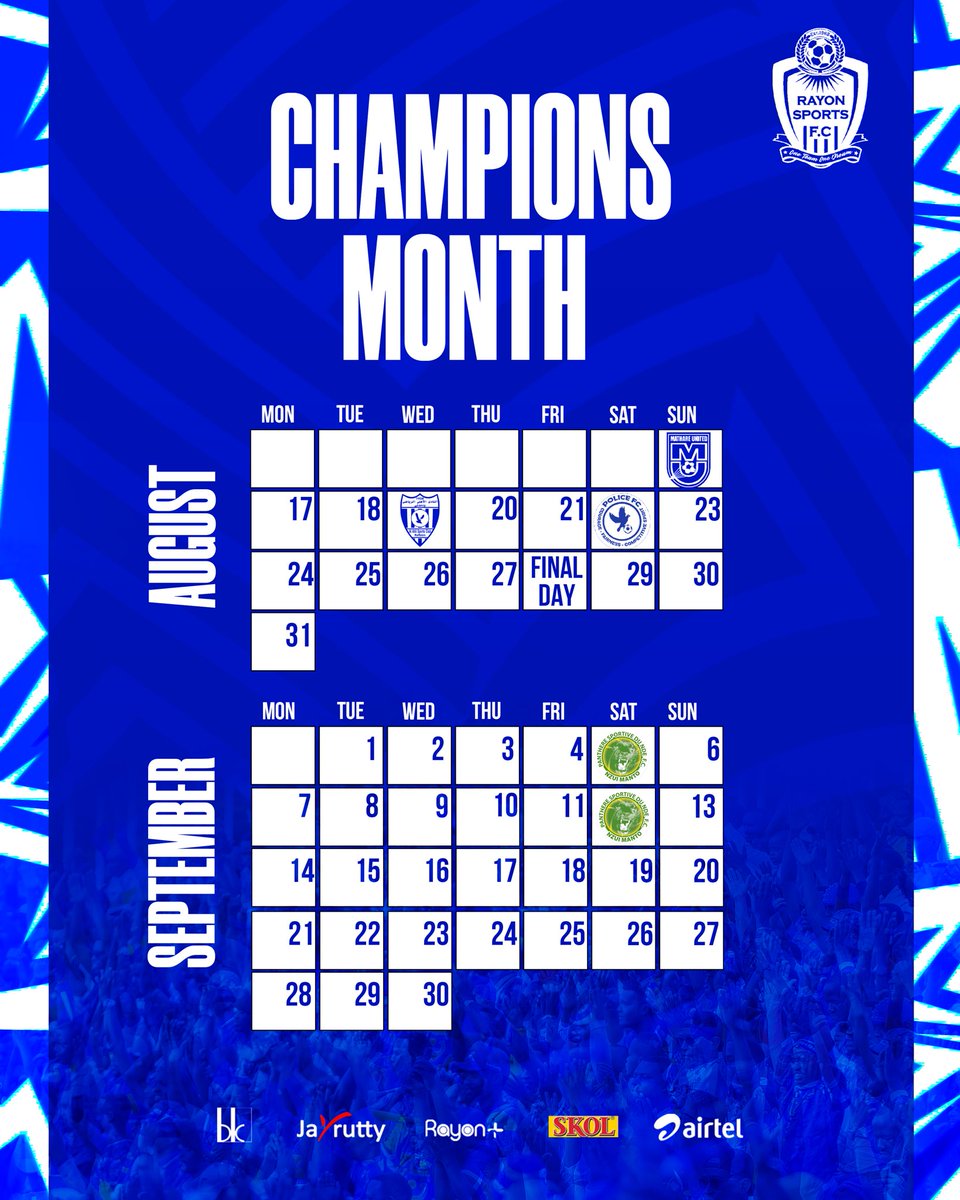 rayon_sports's tweet photo. CHAMPIONS MONTH CAMPAIGN 🏆💙

We kick off this Sunday! 🔥

Ufite tike y’ejo? 
Yigure ubu ukande: *939*3*2# 

Champions Month starts now! https://t.co/aGKlLmV7YY