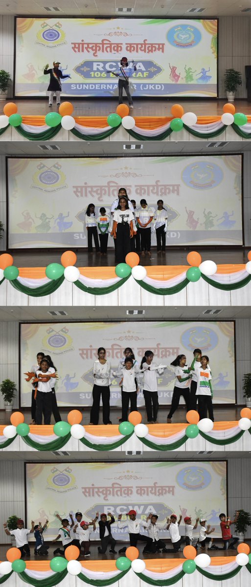 RCWA106RAF's tweet photo. 🇮🇳 80वाँ स्वतंत्रता दिवस 🇮🇳

#RCWA106RAF की अध्यक्षा श्रीमती शुभ्रा कांत के नेतृत्व में जवानों के परिवारों एवं बच्चों ने हर्षोल्लास से स्वतंत्रता दिवस मनाया। रंगारंग सांस्कृतिक प्रस्तुतियों ने समारोह में देशभक्ति का रंग भर दिया। प्रतिभागियों को पुरस्कार देकर सम्मानित किया गया।🇮🇳 https://t.co/sdgqiz0tjL