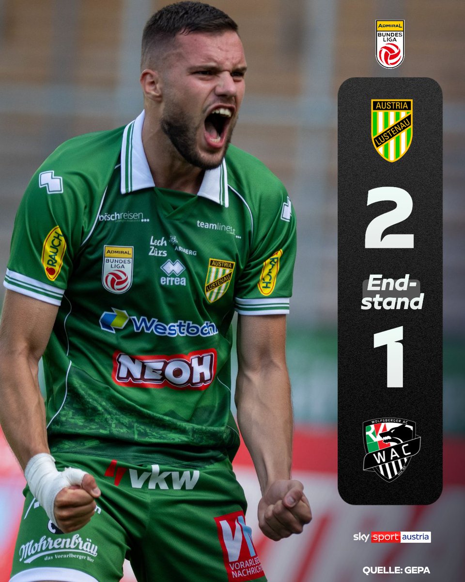 SkySportAustria's tweet photo. Erster Sieg seit Wiederaufstieg: @AustriaLustenau bezwingt den @WolfsbergerAC! #SkyBuliAT #ALUWAC
👉 https://t.co/63F6XtRbGG https://t.co/Qh0SLZteZP