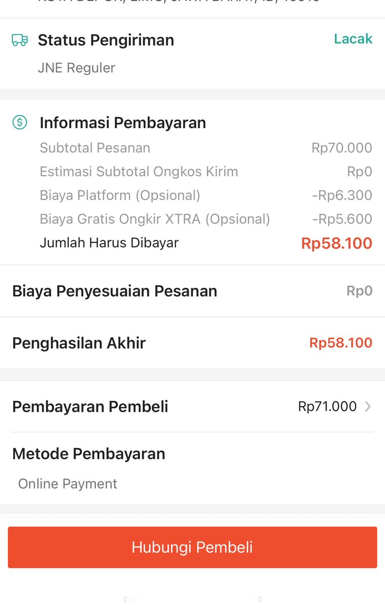 butterscotchku's tweet photo. shopee sekarang kenapa potongan banyak kali sih 😭 biaya platform 6.300 belum lagi klo join program gratis ongkir xtra kena juga 😀 nih guwe kena di 5.600 kan bangke ya https://t.co/lvopZDLsNo