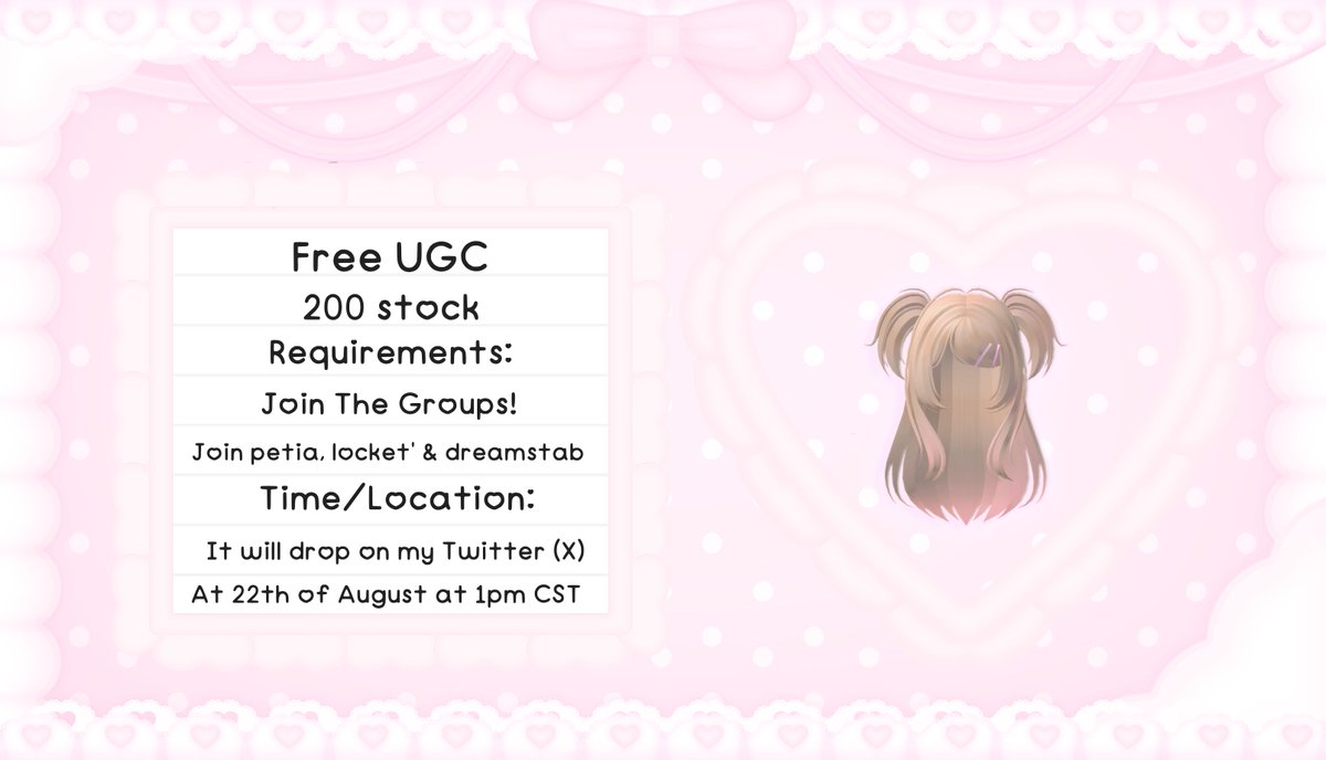 pwetia's tweet photo. FREE UGC ♡

requirements in server! 
https://t.co/zVK7Pk6JIL

#RobloxFreeUGC #RobloxDev https://t.co/tpoQfnBffC