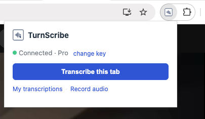 Turnscribeai's tweet photo. Transcribing from extension in #chrome or #edge #feature #proplan https://t.co/tF3HdkDkMn