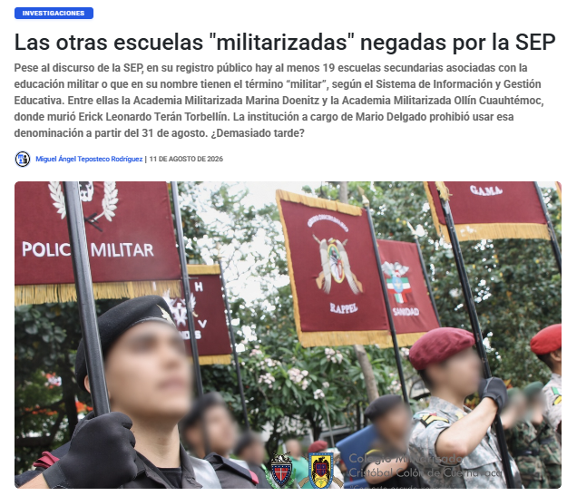 emeequis's tweet photo. Mientras la @SEP_mx niega la validez de los colegios militarizados, registros del SIGED, el @SATMX y Cepropie demuestran la tolerancia e interacción de dependencias federales con estas instituciones durante años. 📑🛑 @MTeposteco35297 

https://t.co/NaQ0Ovwvm9 

#JusticiaParaDafne #DafneZapata #Tamaulipas #SEP #Transparencia #DerechosHumanos #México