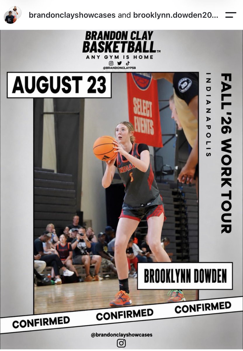 BrandonClayPSB's tweet photo. Fall ‘26 Skill Sessions via @bclayshowcases

🗓️ Saturday August 22nd
📍 Atlanta, GA

🗓️ Sunday August 23rd
📍 Indianapolis, IN

🏀 Please bring your own basketball 

‘29 F Brooklynn Dowden of Franklin Central (IN) / IBC 3SSB will be on floor with us in Indianapolis on August 23rd.

LINK: https://t.co/YFyVByAcnJ @BrooklynnD_2029