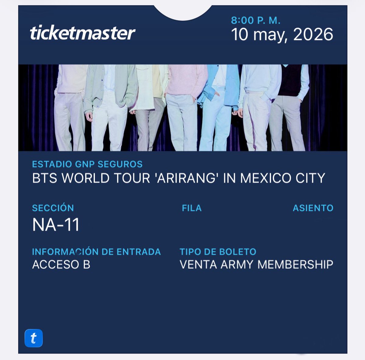 namutws's tweet photo. En apoyo a las armys decepcionadas vendo boleto para ver a bts, solo se ocupó una vez, solo tratos serios por dm!! https://t.co/czSae8RNmT