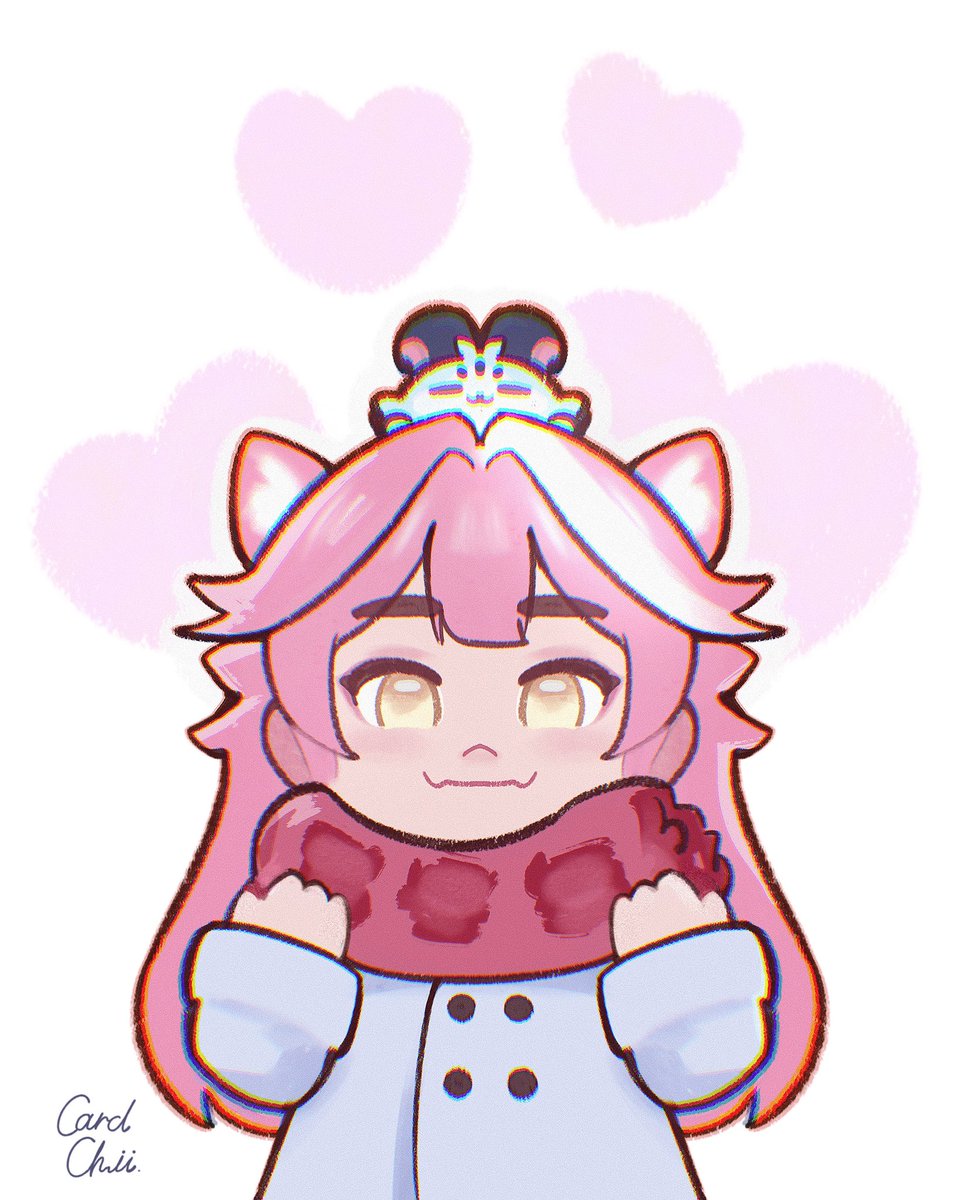 Cardchii's tweet photo. Recently Raora mentioned she’d use her fluff tail as a scarf and I couldn’t help but draw it out! 🤗🩷 #RaorArt https://t.co/xLmRQwoG8C