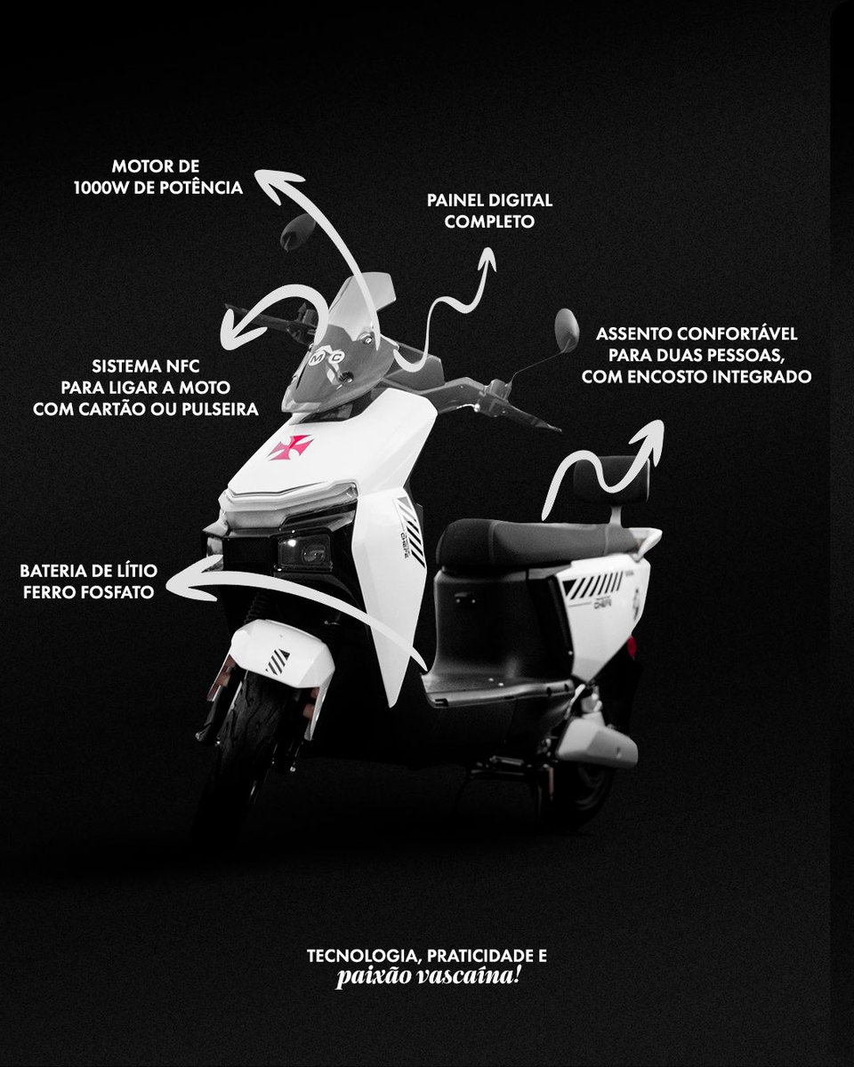 VascodaGama's tweet photo. A Moto Giga do Vasco chegou! 💢

Vasco da Gama 🤝 Moto Chefe em uma edição exclusiva para torcida vascaína. 

Quer saber mais? Vá na loja da MotoChefe mais próxima e confira todos os detalhes de perto! 

Tecnologia, praticidade e paixão vascaína.

*Edição limitada

#MotoChefeVasco
#VascoDaGama