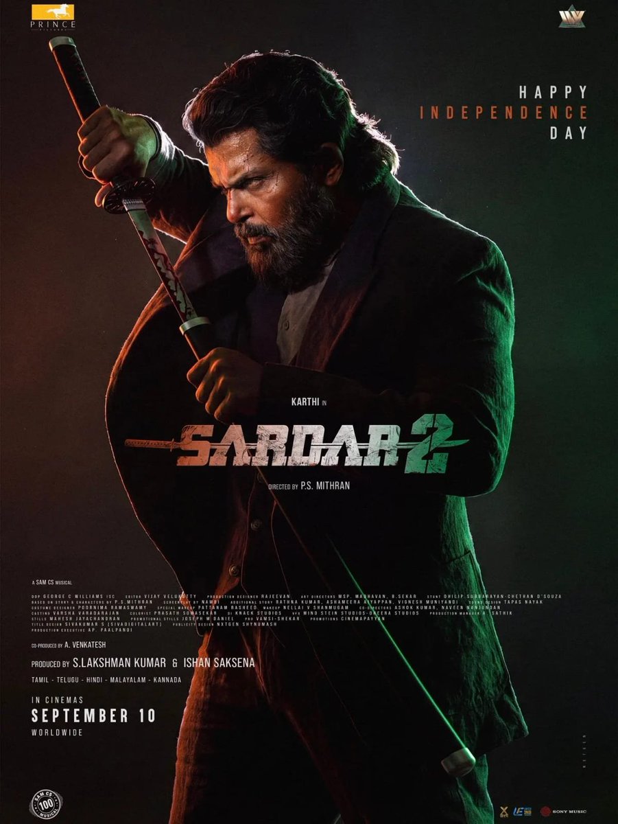 karthifanz's tweet photo. • #Sardar2 Special Poster
Worldwide Release From September 10
@Karthi_Offl ♥️ Happy Independence day 🇮🇳
#Karthi #Sardar #PSMithran #SamCS100 🔥 https://t.co/UvxxbQehke