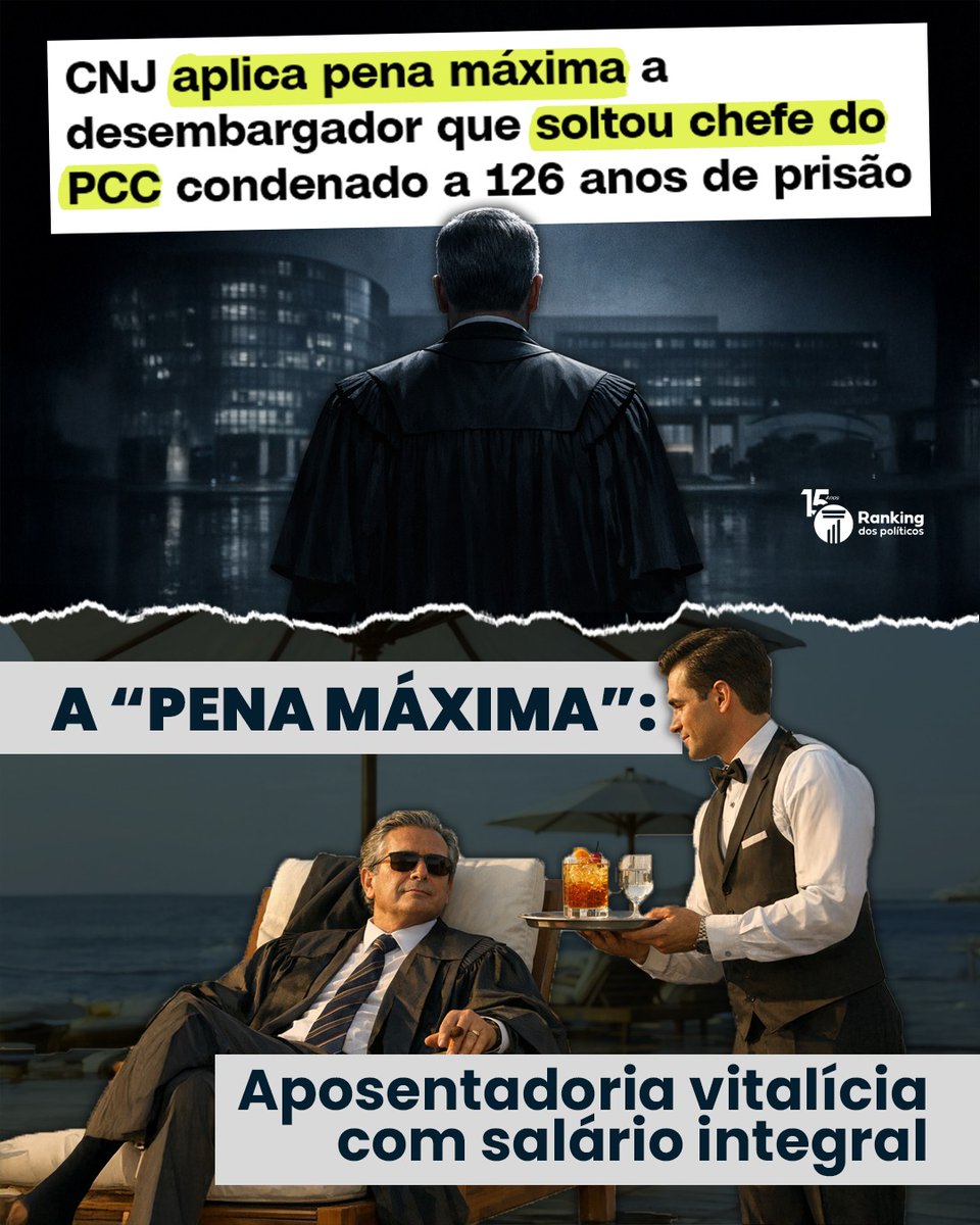 RankPolitico's tweet photo. O CNJ aplicou aposentadoria compulsória ao desembargador Divoncir Schreiner Maran, do TJ-MS, por irregularidades na decisão que concedeu prisão domiciliar a Gérson Palermo, o “Pigmeu”, condenado a quase 126 anos de prisão.

O benefício foi autorizado sem laudo médico que comprovasse a condição alegada pela defesa. Poucas horas depois de sair da prisão, Palermo rompeu a tornozeleira e fugiu. Ele permaneceu foragido por seis anos, até ser preso na Bolívia em maio de 2026.

A aposentadoria compulsória, considerada a punição administrativa mais grave prevista para magistrados, mantém proventos proporcionais ao tempo de serviço. O caso reacende uma cobrança antiga: uma sanção desse tipo é realmente compatível com a gravidade das irregularidades reconhecidas pelo próprio CNJ?

Acesse: https://t.co/12tba82F0u

Leia também: https://t.co/7aYgcO9CHS