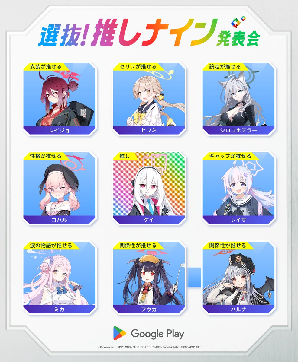 dragondrag4's tweet photo. 面白そうなの見つけたのでやってみた
あんまり考えすぎないように直感で選んでみたところ、エデンと最終編にだいぶ脳を焼かれてるのがよくわかった　この後ウマ娘のもやる　#推しナイン発表会 https://t.co/rEKu3qSjN8
