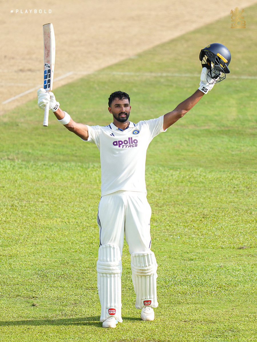 Adityakrsaha's tweet photo. Devdutt Padikkal scoring his maiden Test Hundred in the 600th Test of India and that too on Independence day. It can't get more ICONIC than this. 🫡🫡

Never doubted on his talent right from the start and always backed him to do well. 🧿🧿 https://t.co/kJ3S5025c1