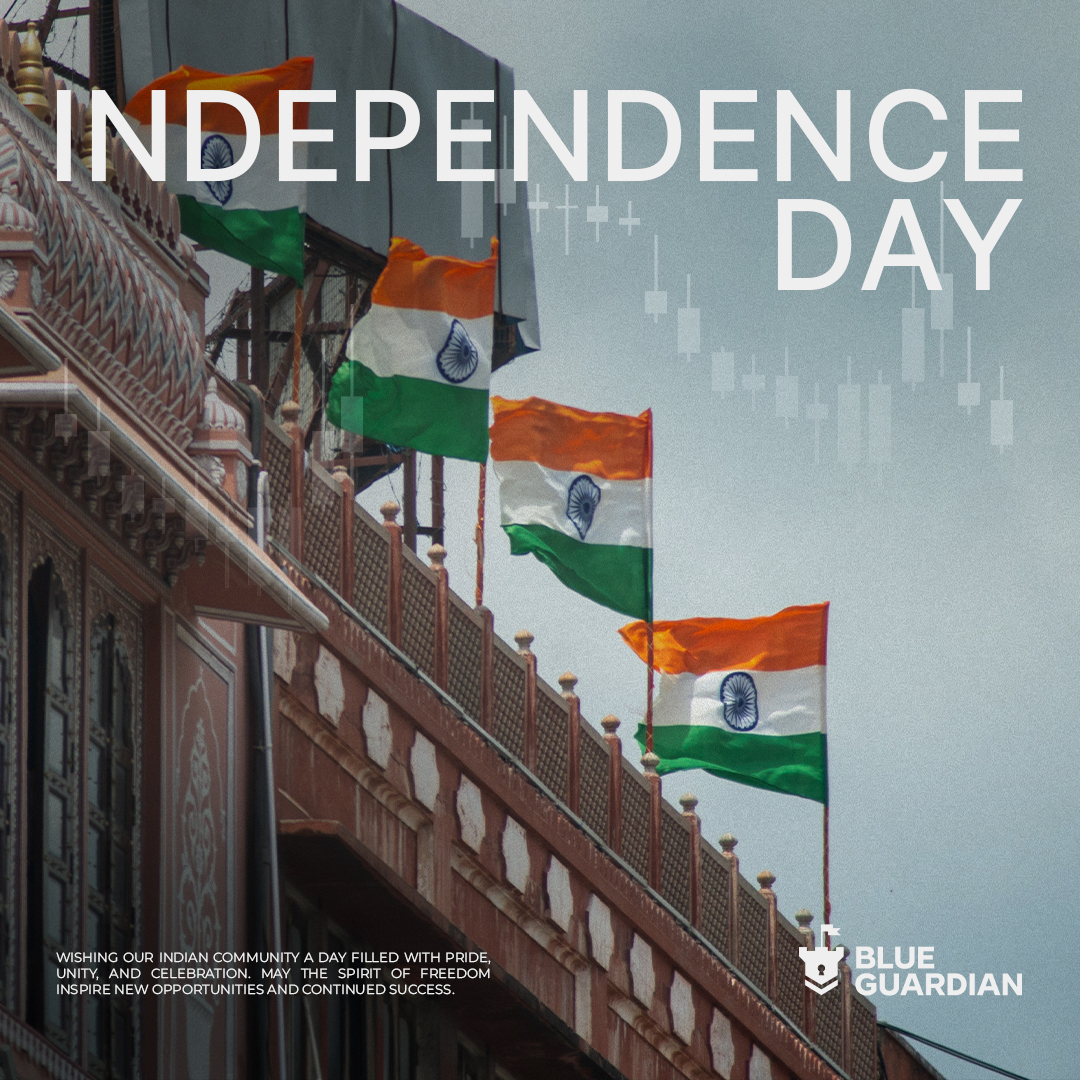 BlueGuardiancom's tweet photo. Happy Independence Day to every trader celebrating across India today.

From all of us at Blue Guardian, enjoy the day with your people.

Which city are you celebrating in? https://t.co/Pxm7BMgRy2