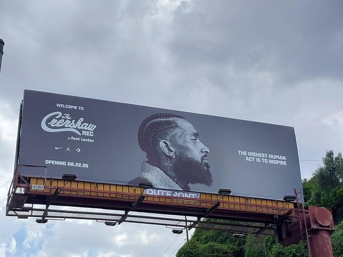 KarenCivil's tweet photo. I woke up this morning at 6:00, and at 6:03 an email came through with Nip’s name on it. For a second, it felt like old times, when he would randomly send book recommendations early in the morning. It was from his website, but I love the way God continues to allow him to show up.

Then, seeing the billboard go up for the Foot Locker partnership on Crenshaw and Slauson was another reminder.￼

There is something deeply special about still being in community with him, through the work, the ideas, the people and the purpose.

His presence continues to find me in ways only God could arrange. 

Happy Birthday, Nip! We are still running this Marathon with you. 🏁