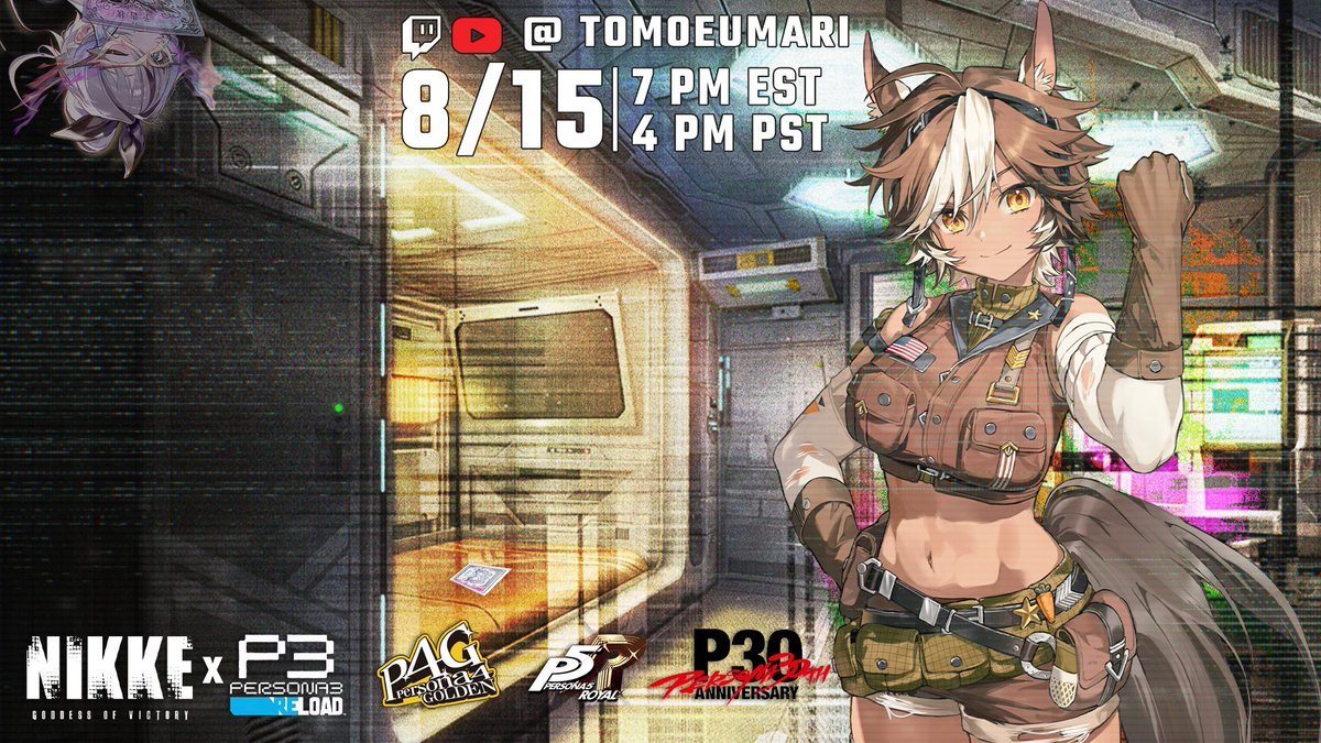 UmariTomoe's tweet photo. Today is a very exciting event...! I'll be streaming the Goddess of Victory: Nikke x Persona crossover event, so be sure to tune in today and hang out with me!
Download Here: https://t.co/HmEM7xmWB9
#nikke #nikkepartner #sponsored #ad #NIKKExPersona #NIKKExP30th https://t.co/ZwIjaJwBRx