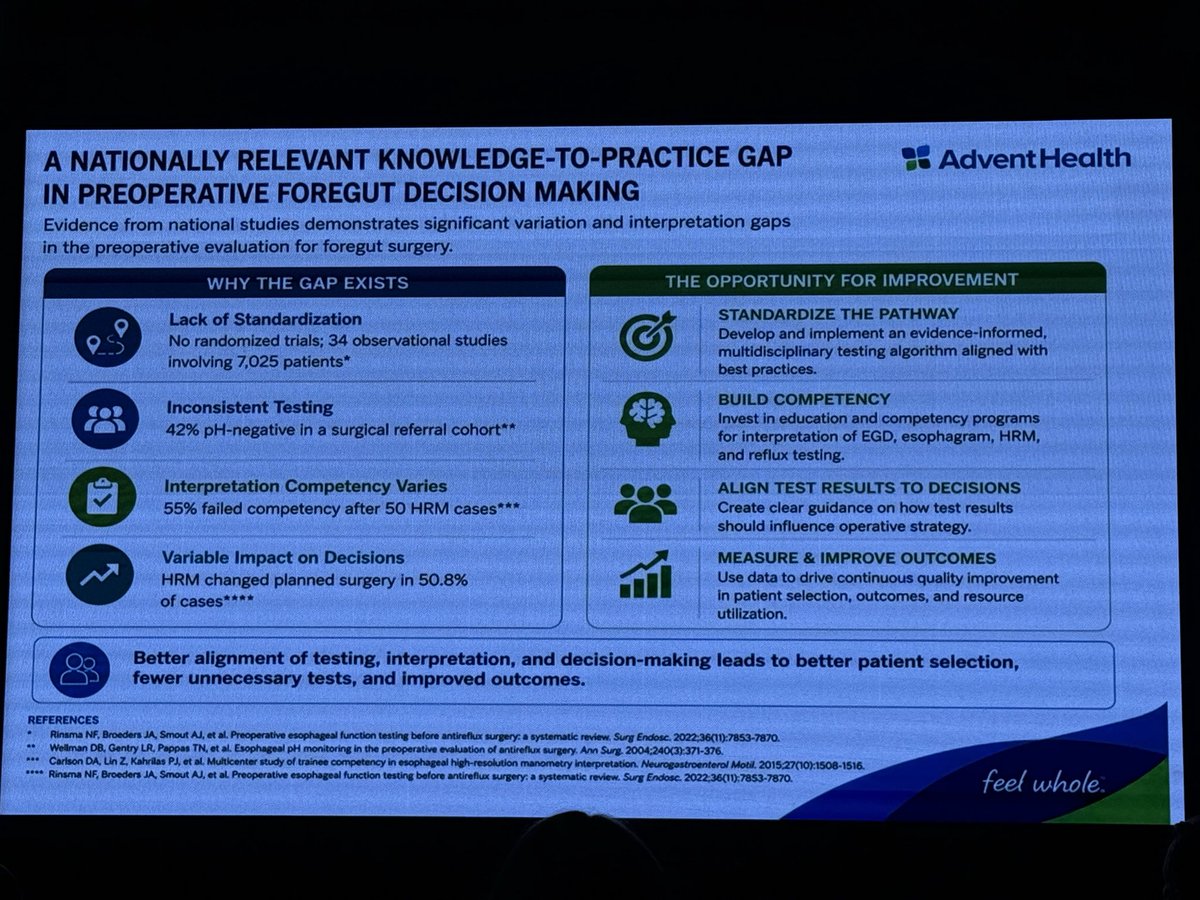 MN_GIMD's tweet photo. Start with the operative question, not the procedure.”

Great first session at #Foregut2026 on getting pre-op patient selection right.

🔑 Symptoms + anatomy + objective reflux burden + motor function should point to the same therapeutic target.

And a pearl worth remembering: HRM isn’t a GERD test—it helps prevent the wrong operation.

The goal isn’t getting a patient to surgery. It’s getting the right patient to the right intervention.