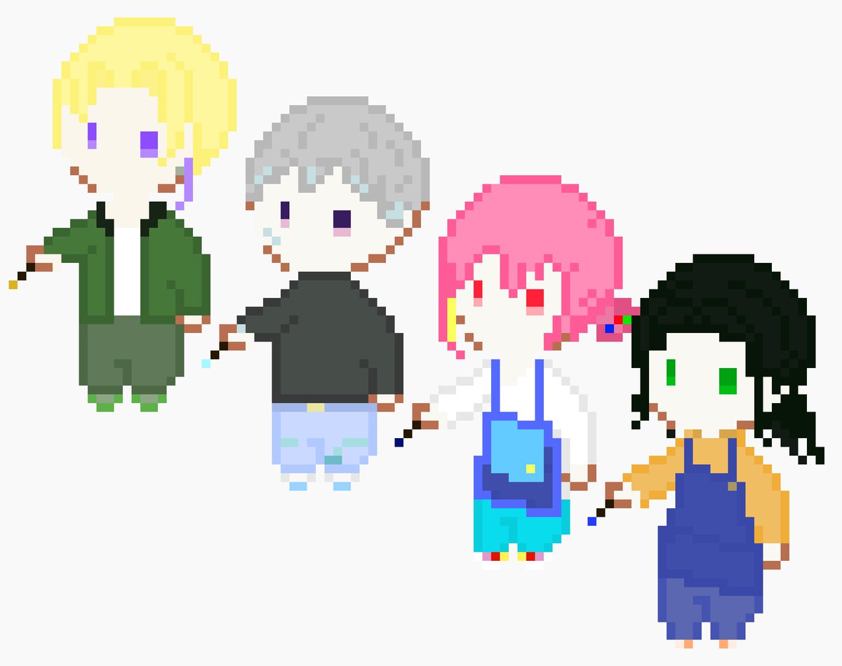 runEGG_React's tweet photo. 本日の惚気部屋に参加した贋作師4人！
お互い絵を描いてるって話もしたし、みんなで並んで描いたりしたい https://t.co/EJRpWG4Xh5